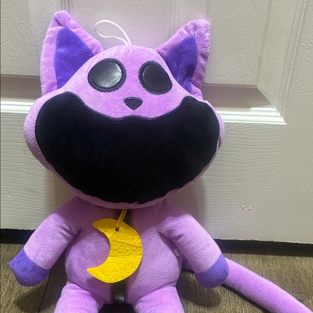 Purple Cat Plush Toy with Black Accents